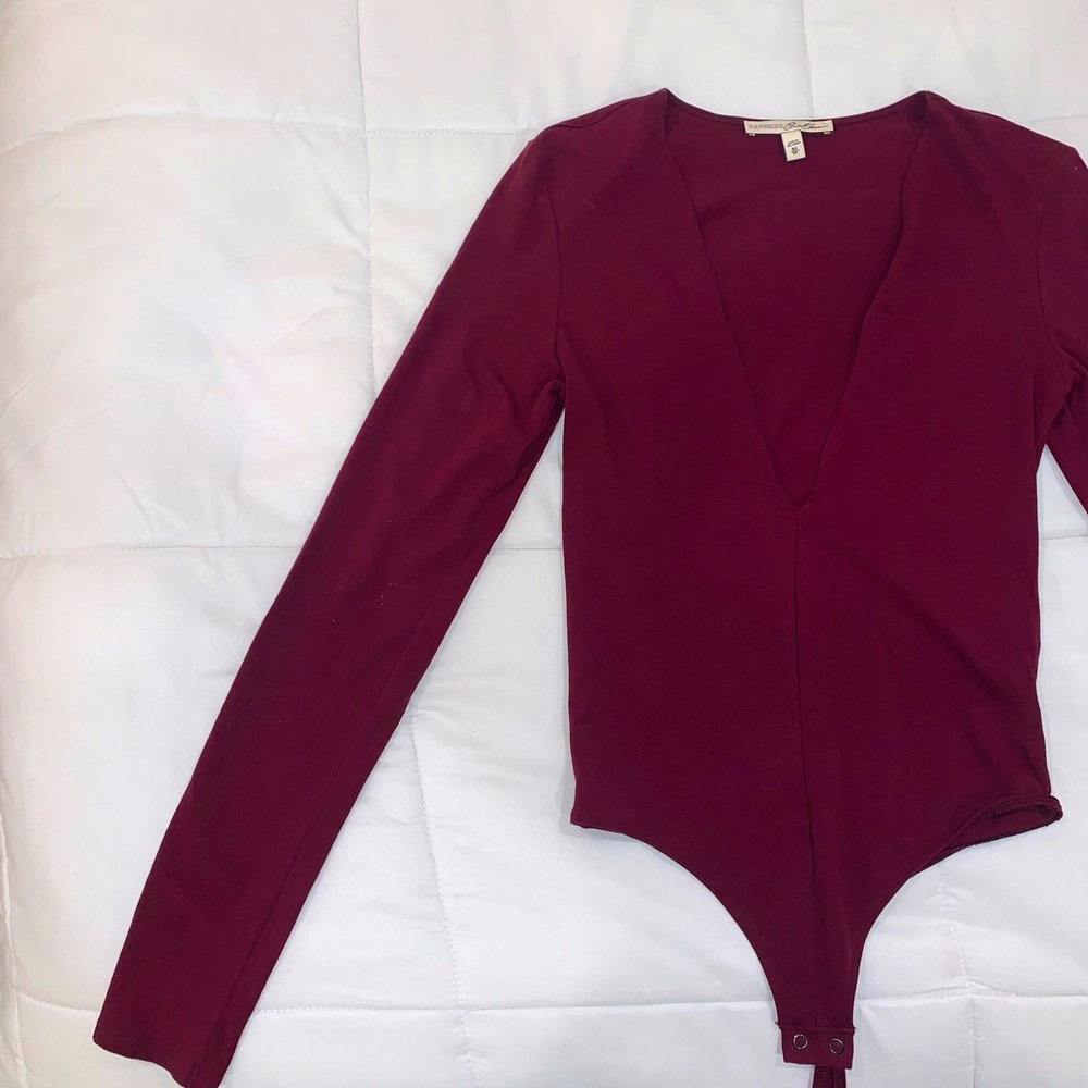 Long-Sleeve Deep-V Bodysuit